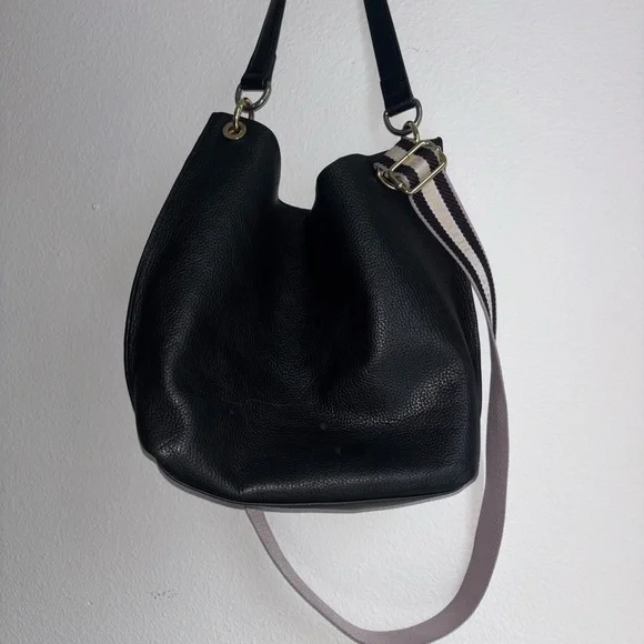 TED BAKER LONDON Amada Webbed Strap Leather Hobo Bag Black - Picture 3 of 6